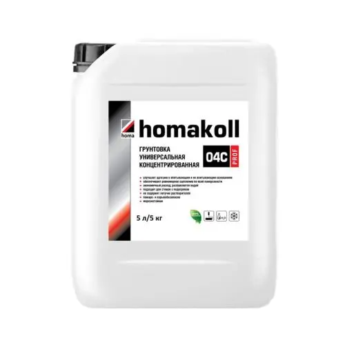 Грунтовка универсальная Homakoll 04 C Prof (концентрат) 5 л глубокого проникновения, универсальные для ремонта