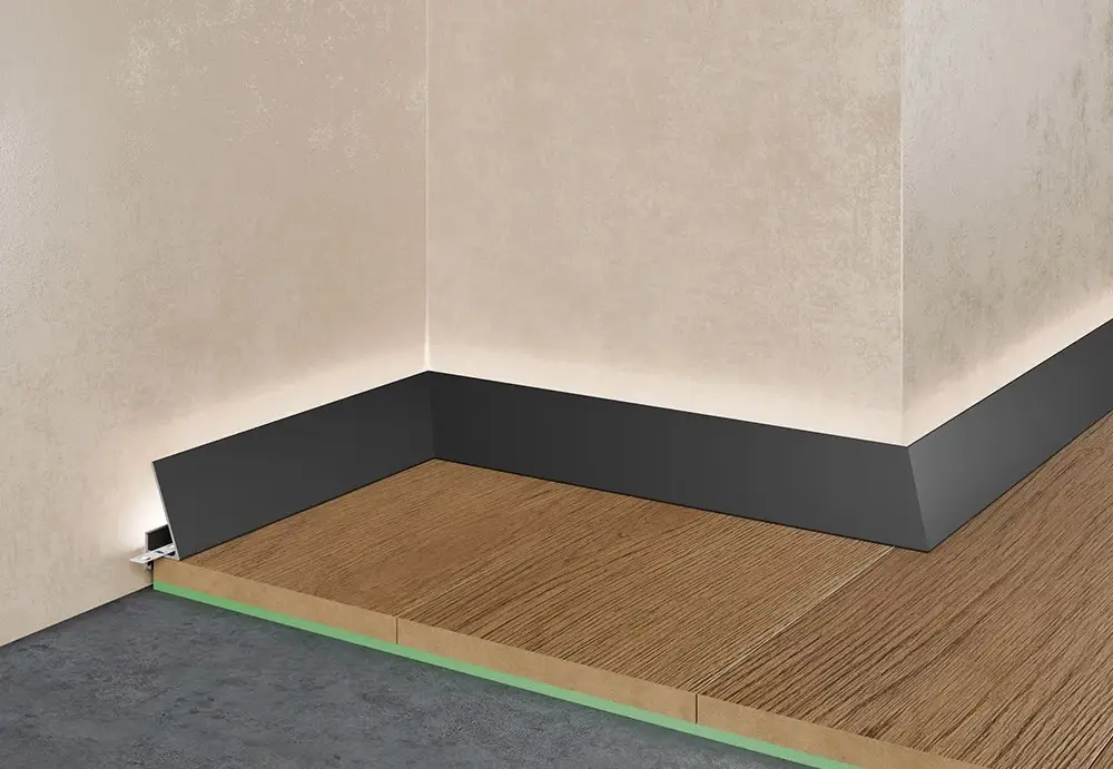 Плинтус щелевой угловой Pro Design Corner 570 B Черный анодированный Москва
