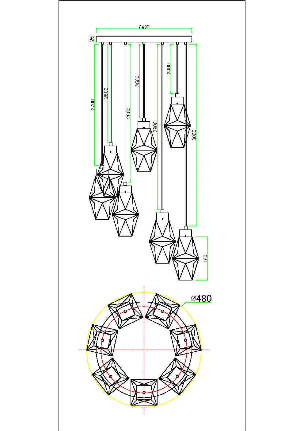Подвесной светильник Maytoni MOD325PL-07G
