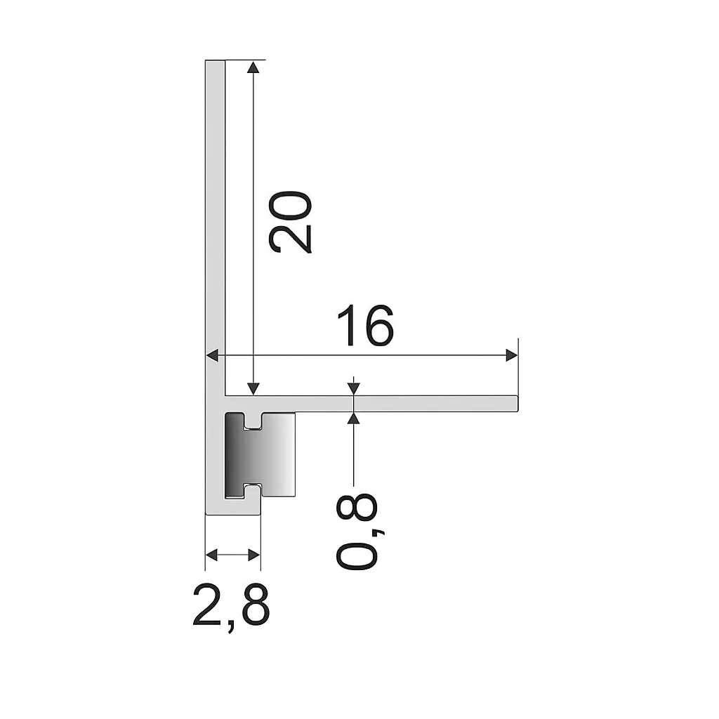 Микроплинтус BFM ProFILE L-образный анодированный 3 m  с пружинами