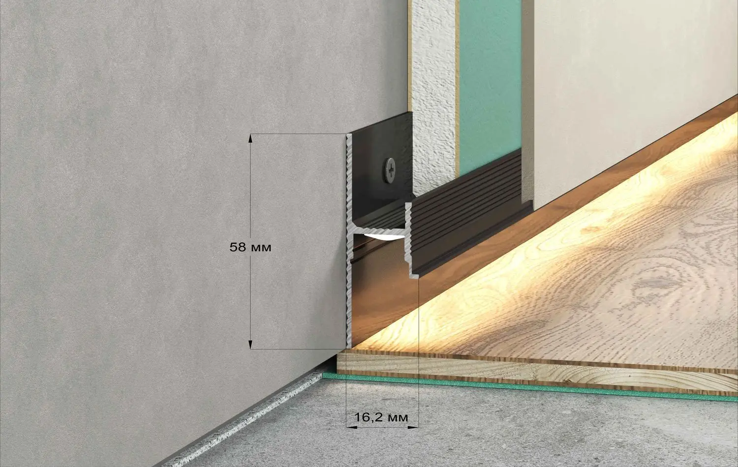 Теневой плинтус Laconistiq Strong под подсветку усиленный чёрный матовый цена