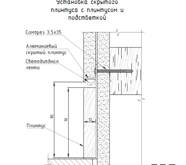 Скрытый плинтус Pro Design UNIVERSAL 235 A алюминиевый анодированный купить