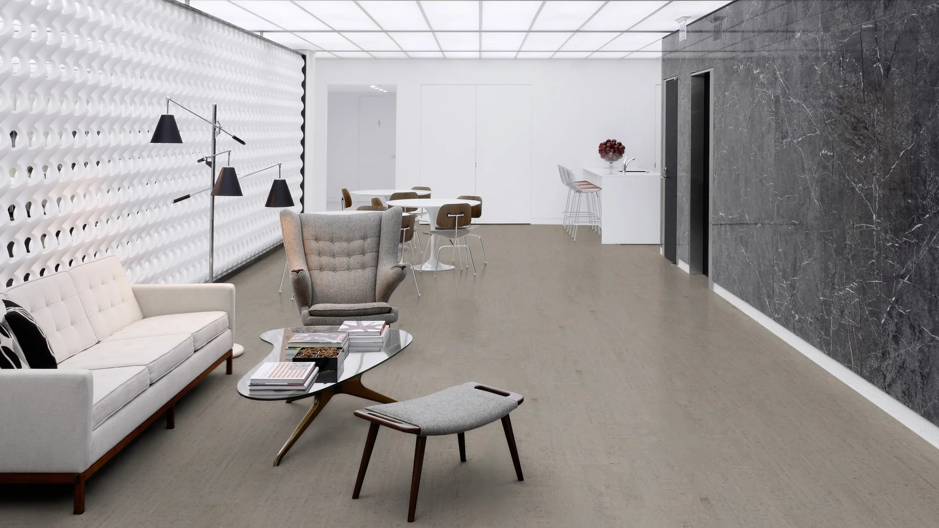 Замковый пробковый пол Wicanders Cork Essence Fashionable Antracite C88Q001 в интерьере