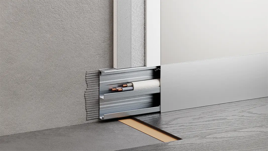 Скрытый плинтус с кабель-каналом 60 мм под покраску купить