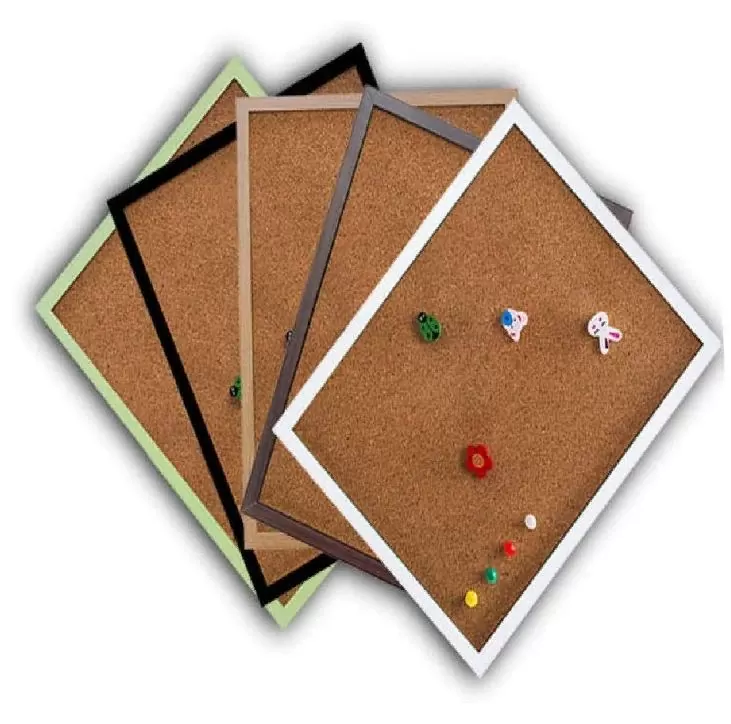 Пробковая доска для заметок двусторонняя 90*60 см, рамка синяя на стену