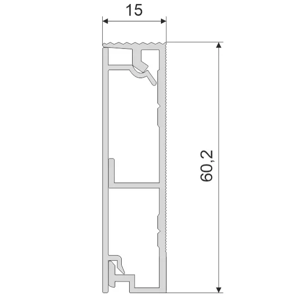 Скрытый плинтус влагостойкий с кабель-каналом 60 мм серебряный матовый купить