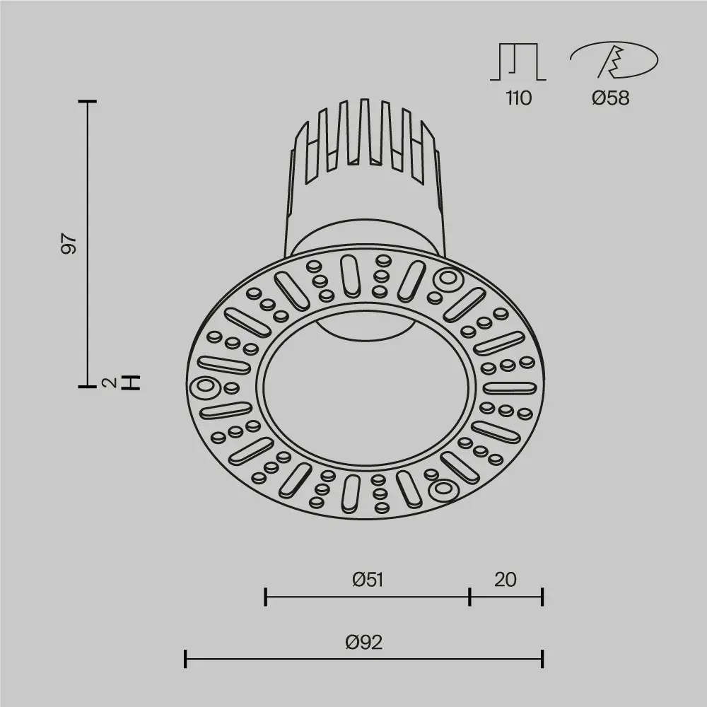 Встраиваемый светильник Technical DL120-10W-3K-TRS-B