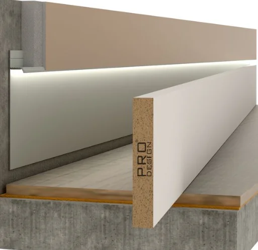Вставка МДФ для скрытого плинтуса Pro Design высотой до 120 мм грунт под покраску купить