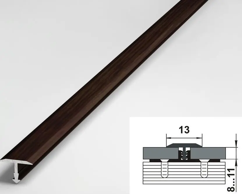 Порог одноуровневый стыкоперекрывающий Лука ПС-09 095 Дуб Венге