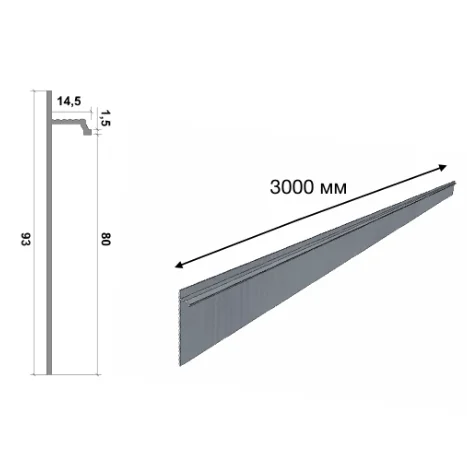 Скрытый плинтус алюминиевый Finitura Dekor под вставку
