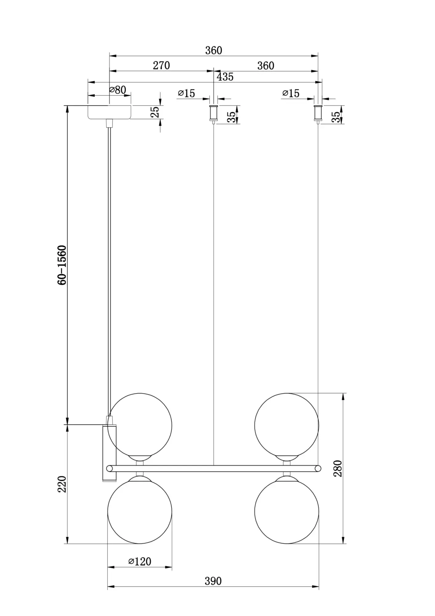 Подвесной светильник Maytoni MOD013PL-04BS