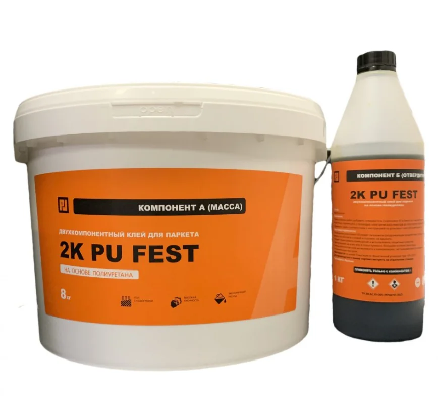 Двухкомпонентный полиуретановый клей 2K PU FEST 9 кг для отделочных работ