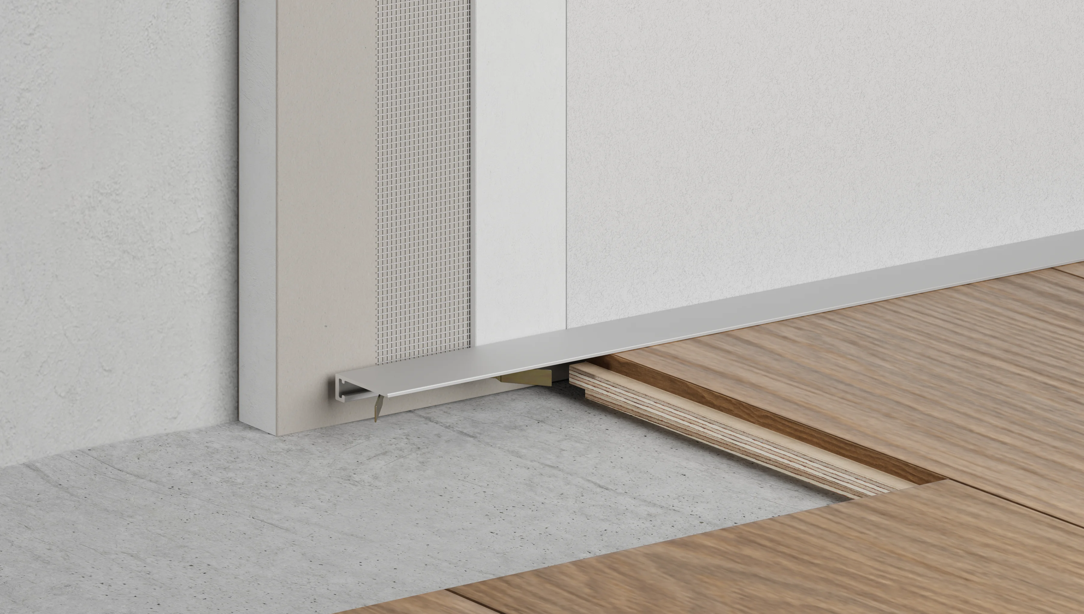 Микроплинтус щелевой для пола Лайн Ликорн С-05.25.2 серебристый