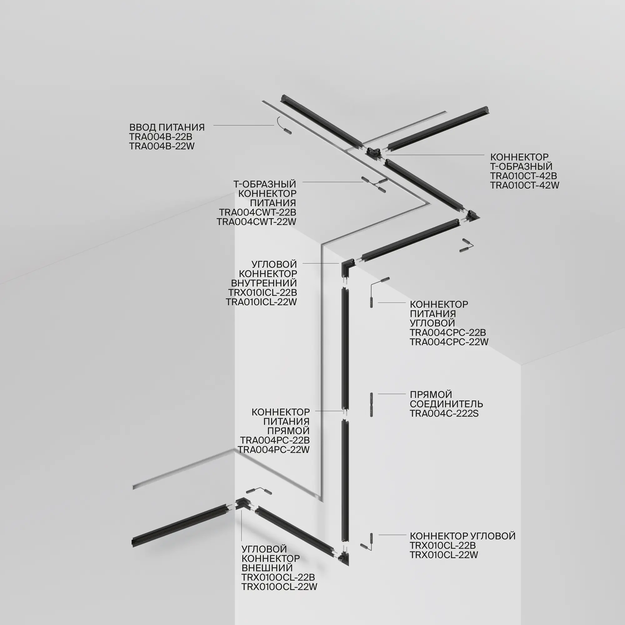 Шинопровод встраиваемый Technical TRX010-422W