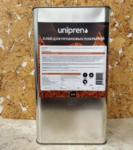 Контактный клей для пробковых покрытий Unipren 5 л цена