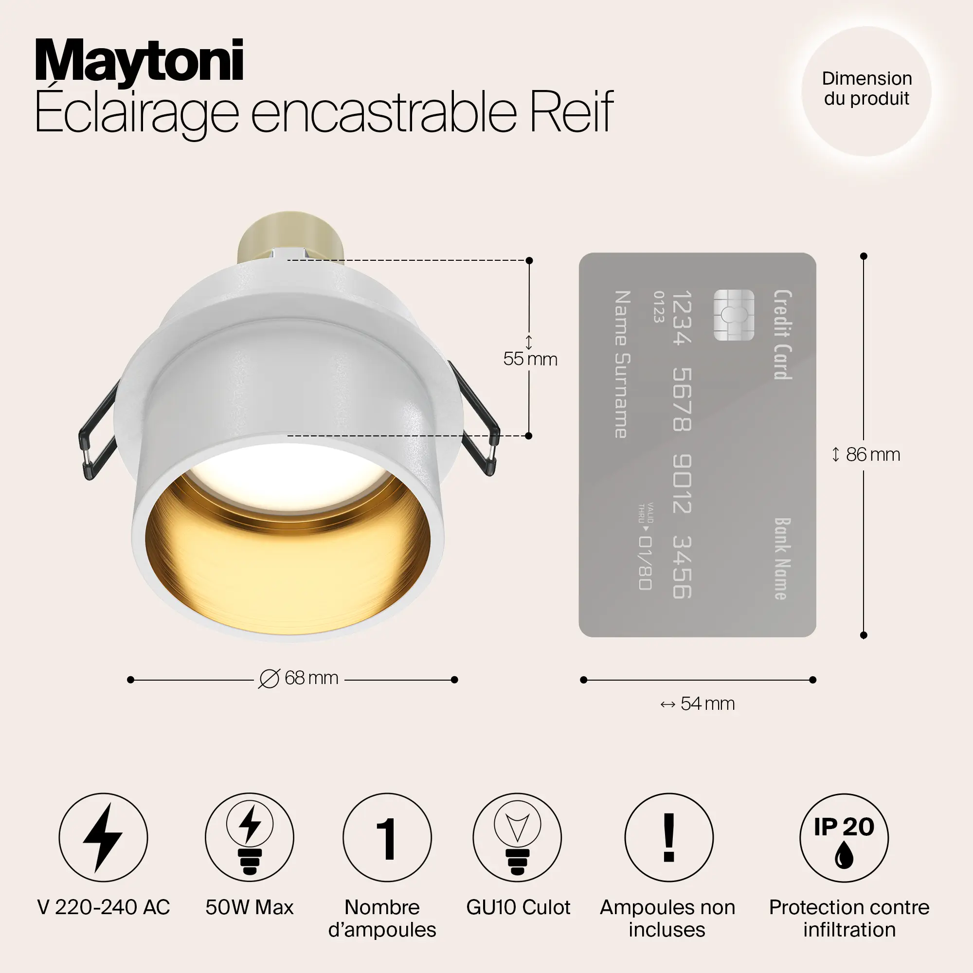 Встраиваемый светильник Technical DL050-01WG