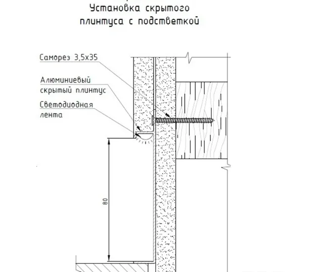 Скрытый плинтус Pro Design UNIVERSAL 235 A алюминиевый анодированный купить