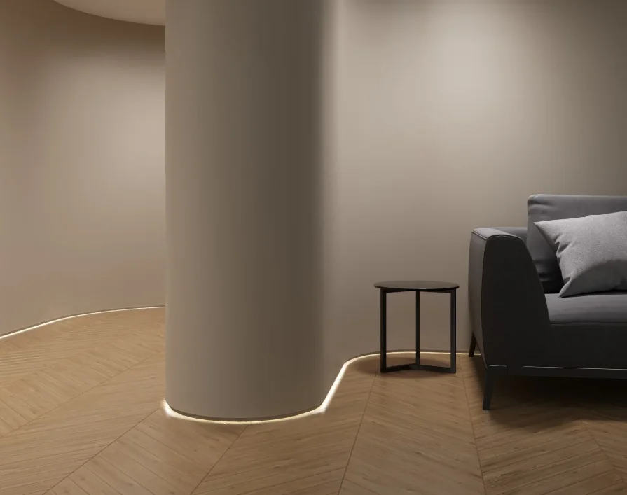 Теневой плинтус радиусный Laconistiq Light под подсветку чёрный анодированный в Москве