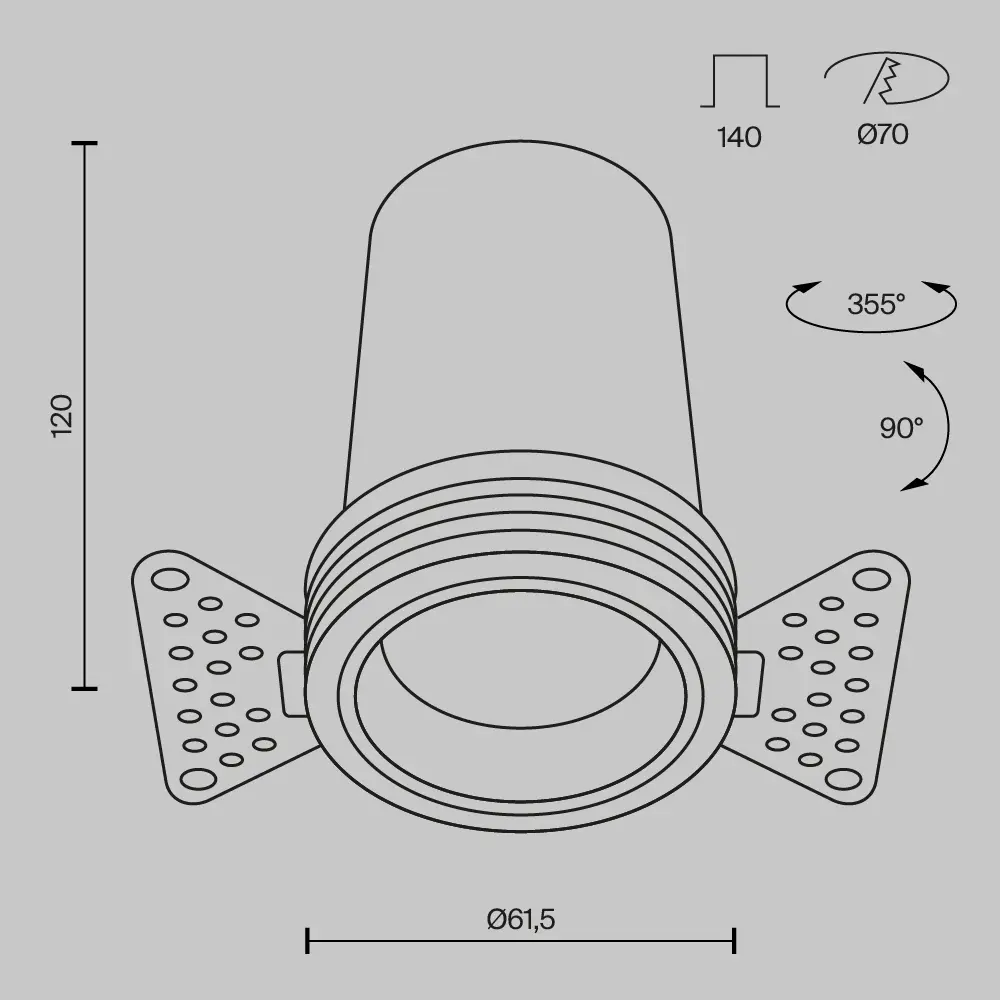 Встраиваемый светильник Technical DL125-L12-3K-TRS-B