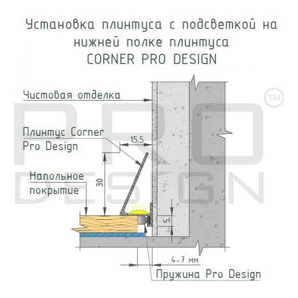 Плинтус Pro Design Corner 570 S Шампань анодированный Москва