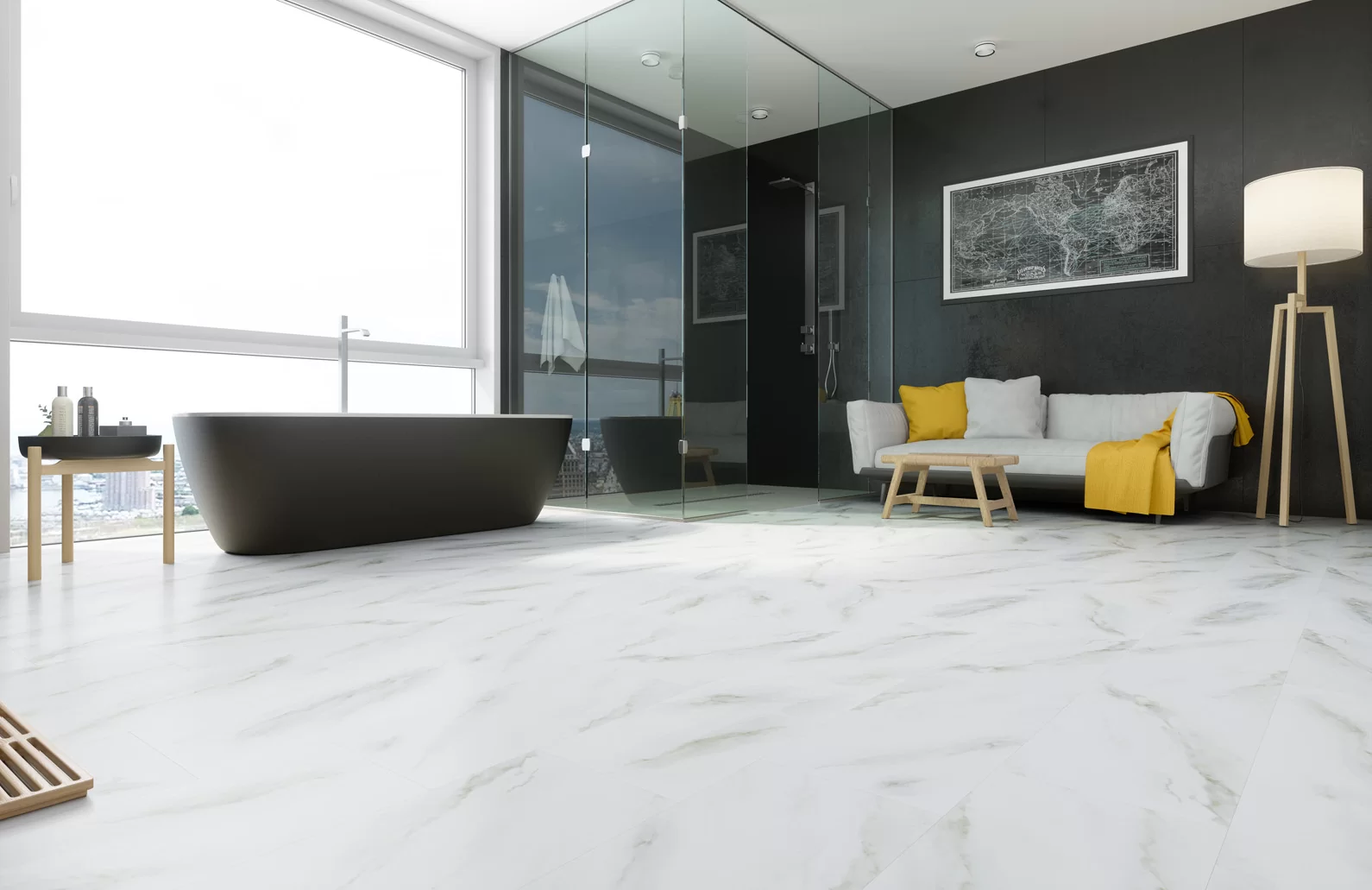 Кварцевый ламинат Fargo Камень Stone Белый Мрамор 6089-1 купить