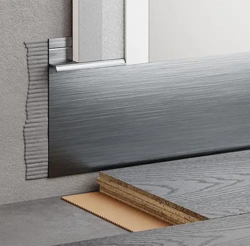 Скрытый плинтус с адгезией 35-59-63 серебристый без покрытия цена