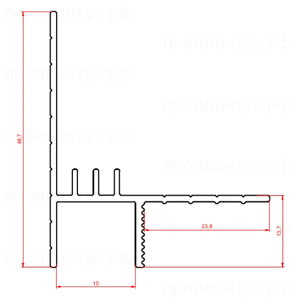 Плинтус теневой для потолка Декопрофиль алюминиевый анодированный, золото Москва
