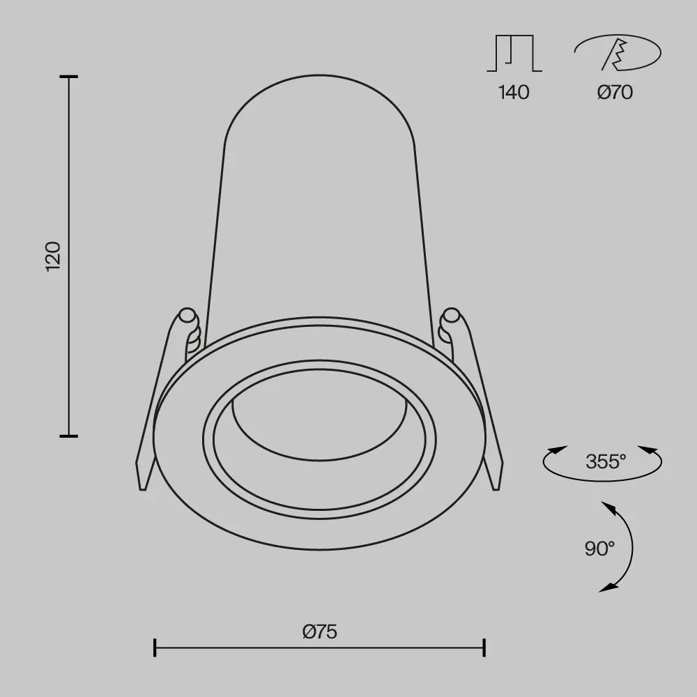 Встраиваемый светильник Technical DL125-L12-3K-W