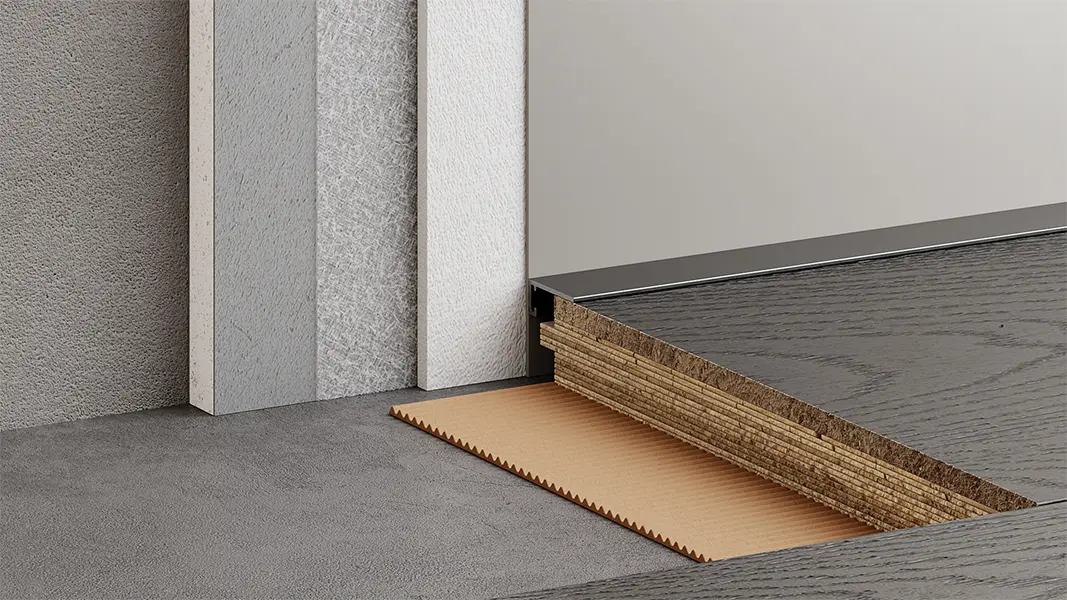 Микроплинтус для пола алюминиевый с пружинами черный муар RAL 9005 порошковая окраска