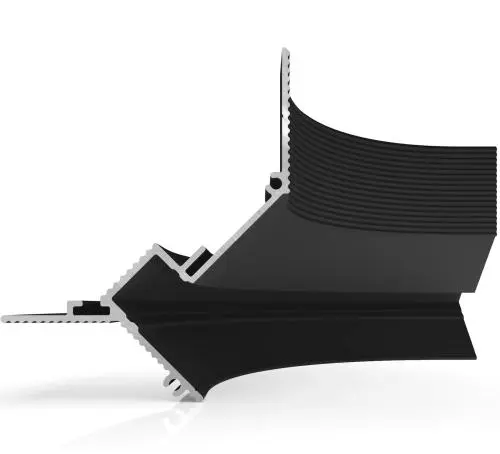 Радиусный элемент для потолочного профиля D005 на внешний угол радиус 75 мм Decaro черный алюминий