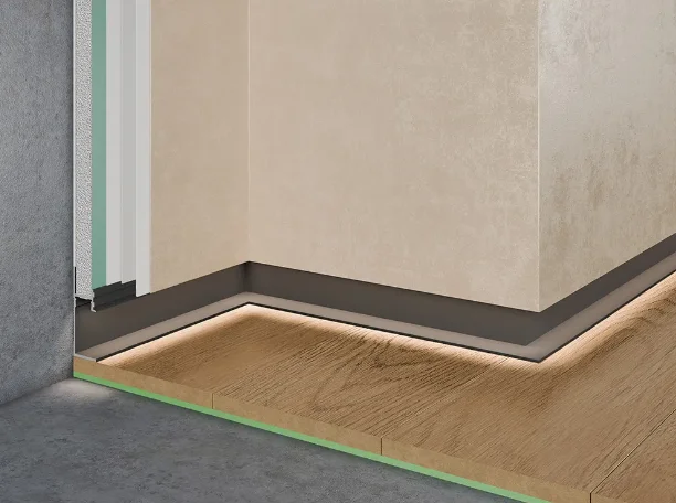 Теневой плинтус Pro Design 7210 B с пяточкой черный RAL 9005 купить