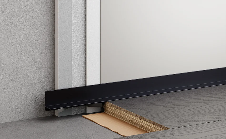 Микроплинтус L образной формы черно-серый RAL 7021 63-55-79