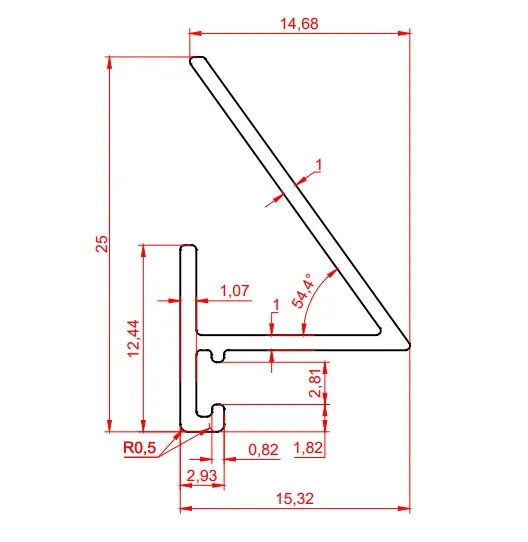 Микро плинтус угловой Лайн Ликорн С-05.25.3 Y черный