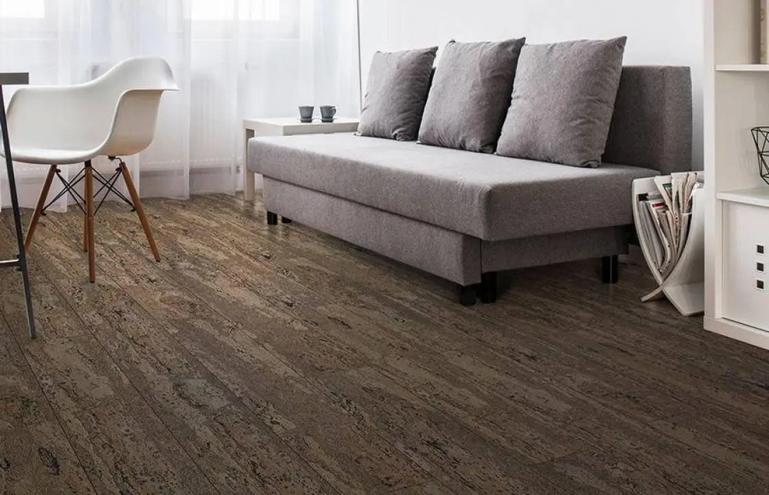 Пробковый пол на замках Comprido Brown плюсы