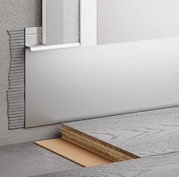 Скрытый плинтус 29-70-80 анодированный хром матовый купить