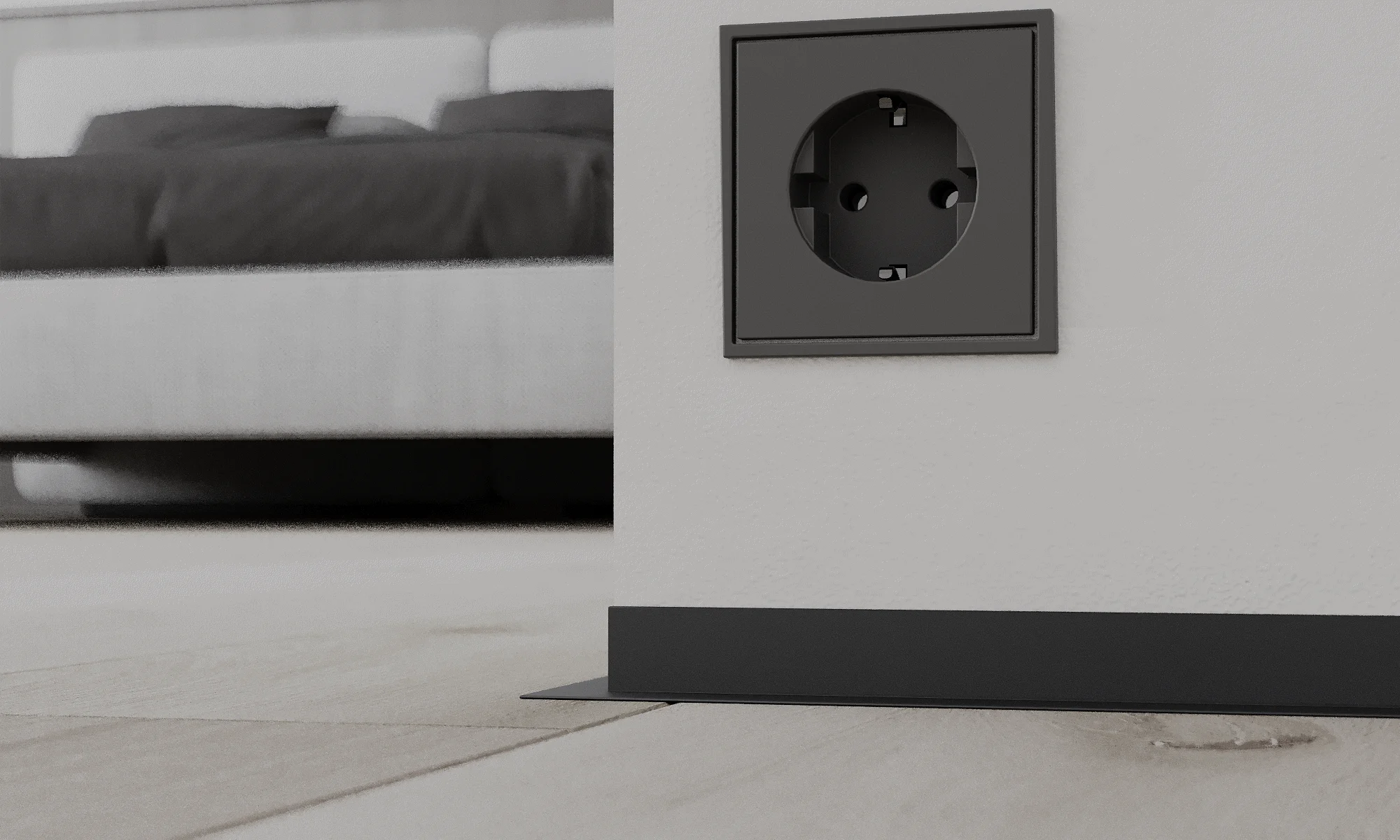 Микроплинтус Ликорн Лайн L-образный черный С-05.25.3 L