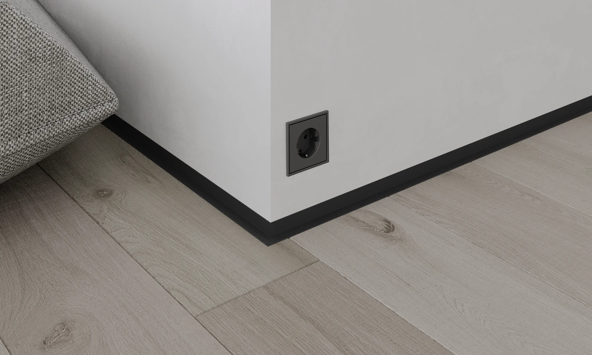 Микроплинтус Ликорн Лайн L-образный черный С-05.25.3 L