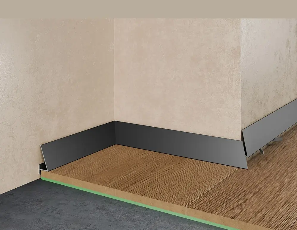 Плинтус щелевой угловой Pro Design Corner 570 B Черный анодированный Москва