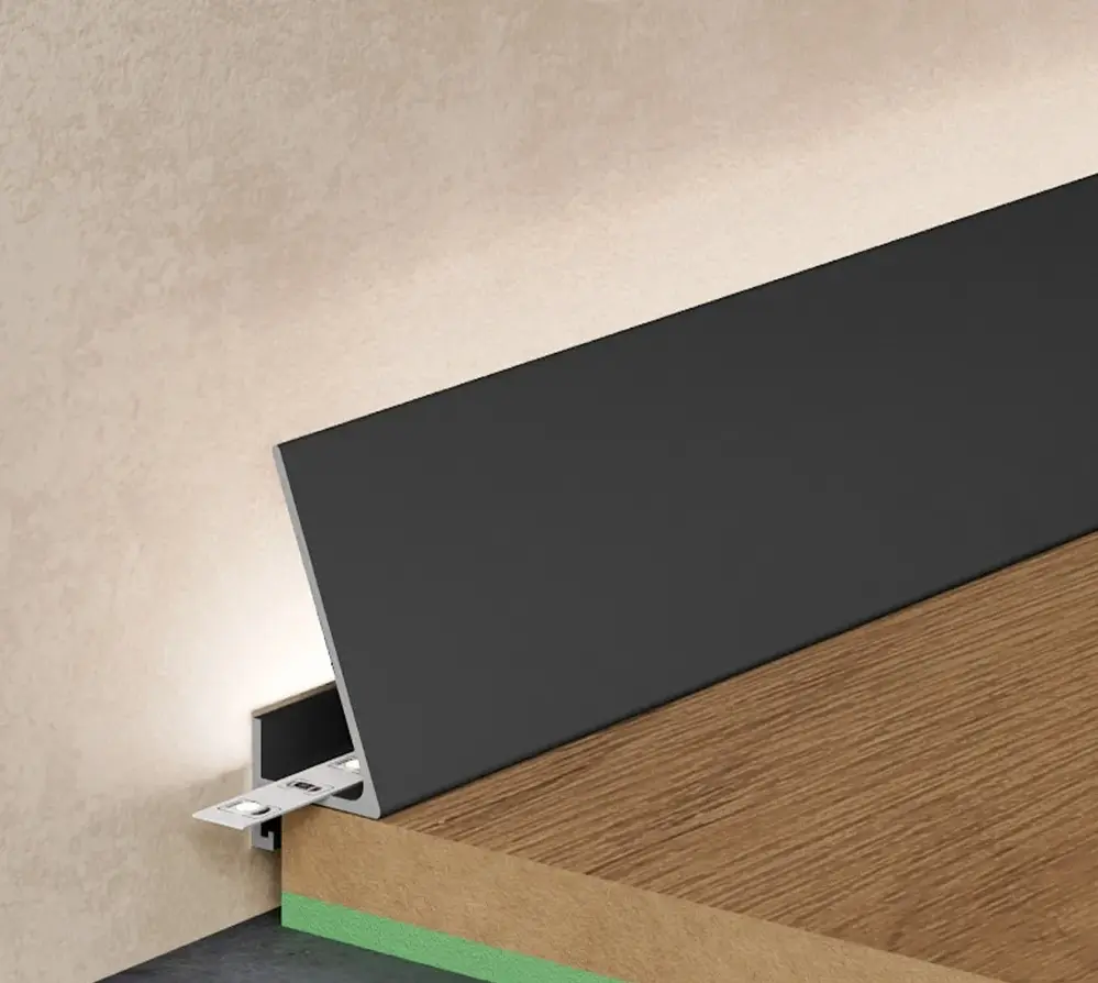 Плинтус щелевой угловой Pro Design Corner 570 B Черный анодированный Москва