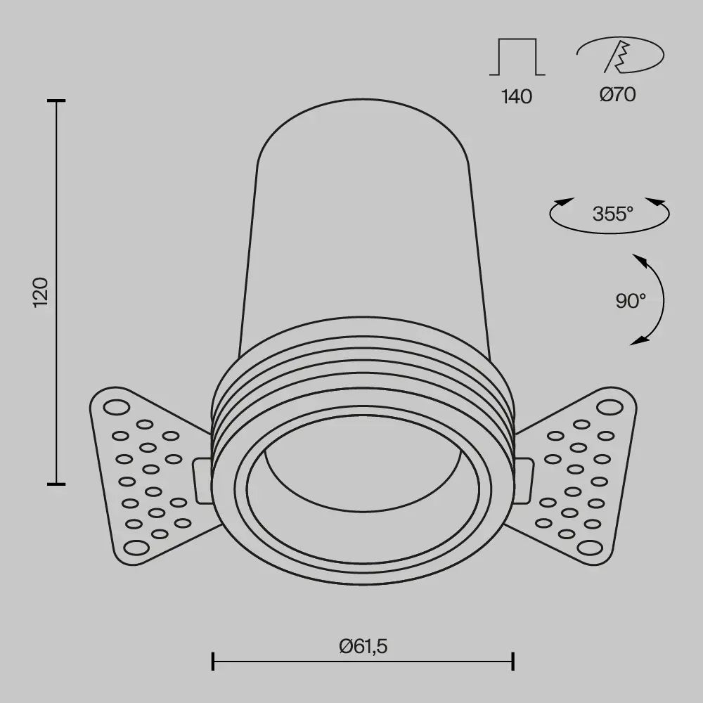 Встраиваемый светильник Technical DL125-L12-4K-TRS-B