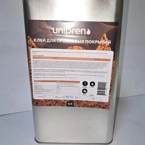 Контактный клей для пробковых покрытий Unipren 5 л цена
