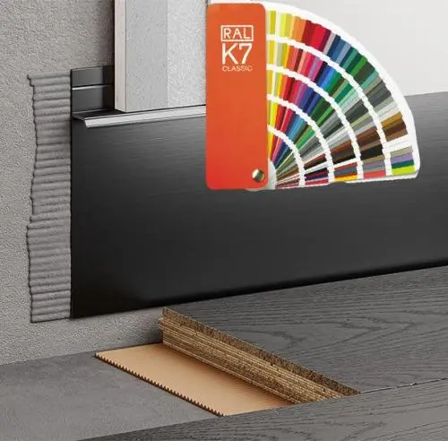 Скрытый плинтус с адгезией 80 мм в любом цвете по RAL цена