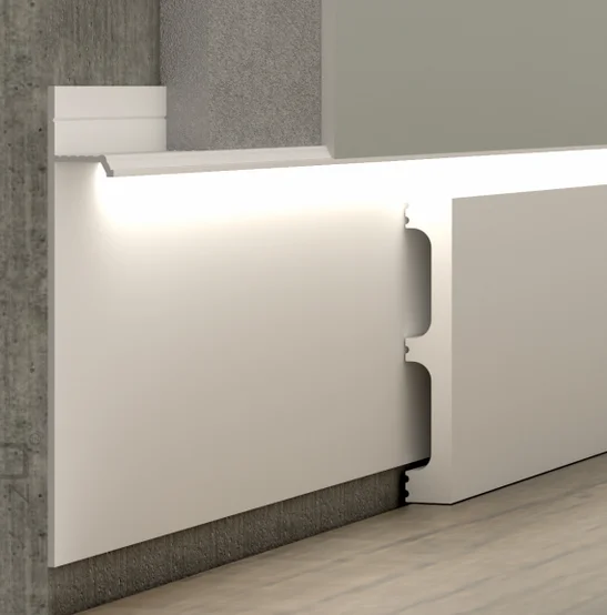 Скрытый плинтус алюминиевый Pro Design 323 W белый муар RAL9016 купить