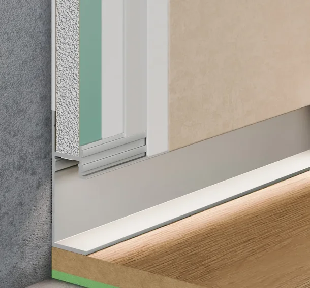 Теневой плинтус скрытого монтажа Pro Design 7210 A с пяточкой анодированный купить