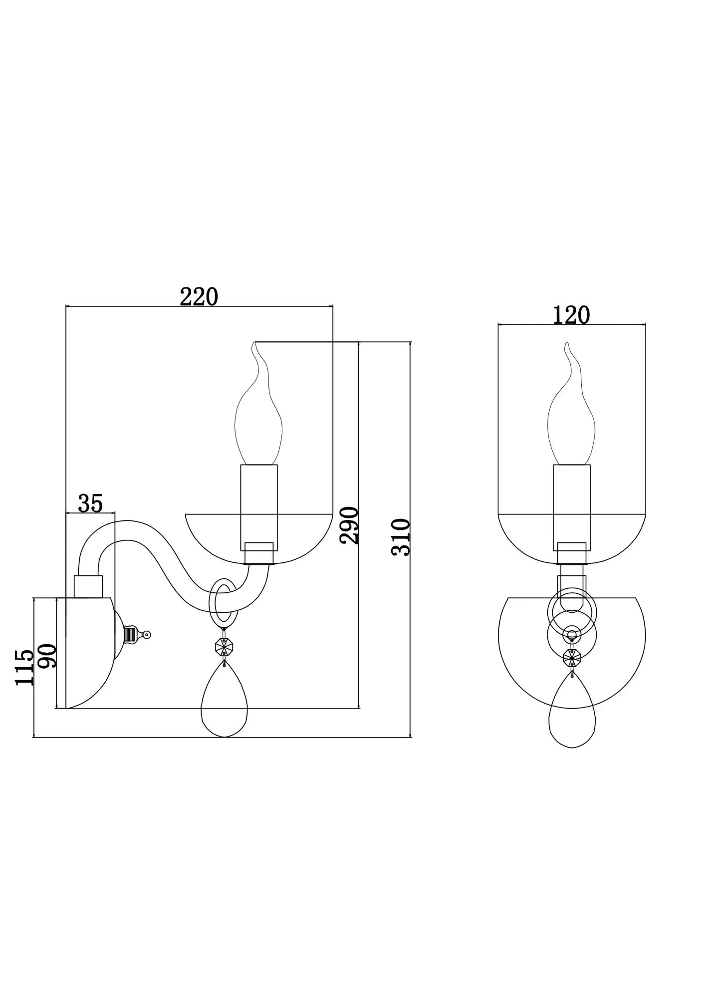 Настенный светильник (бра) Maytoni DIA011WL-01W
