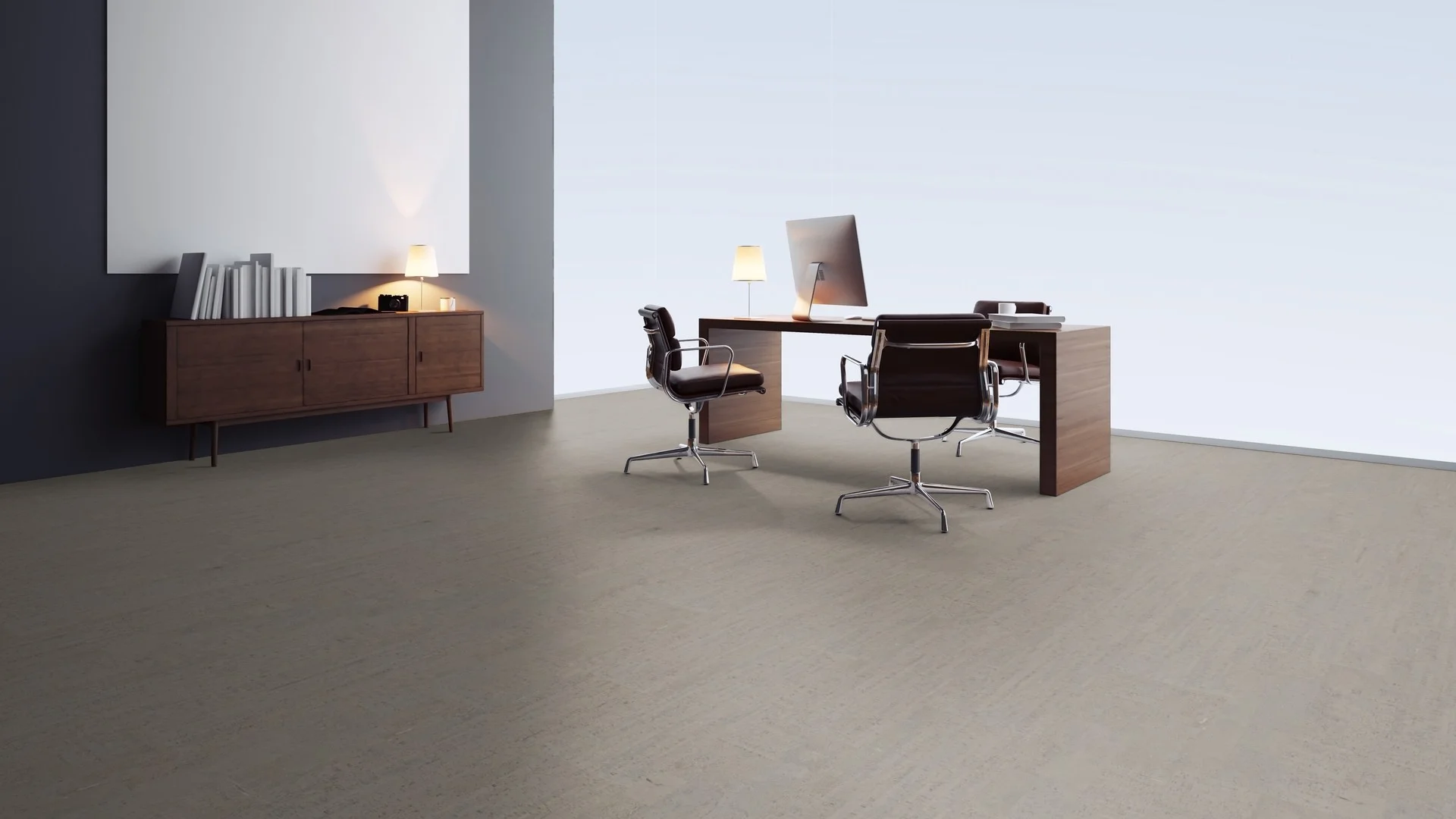 Замковый пробковый пол Wicanders Cork Essence Fashionable Antracite C88Q001 в интерьере