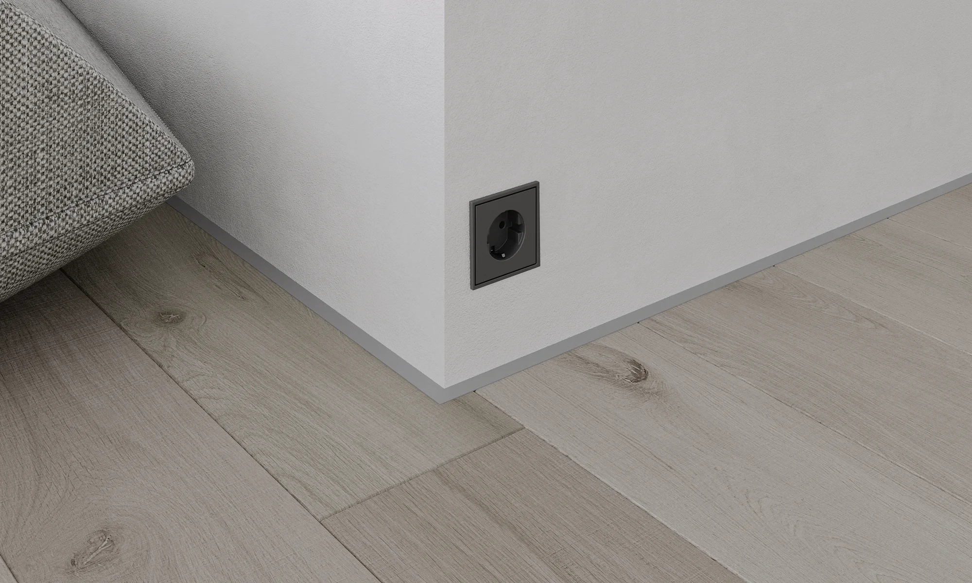 Микроплинтус щелевой для пола Лайн Ликорн С-05.25.2 серебристый