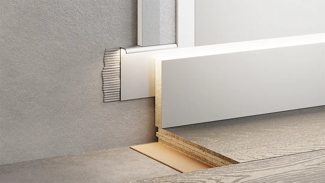 Скрытый плинтус МИНИ 50 мм Серебристый анодированный 16-75-36 купить