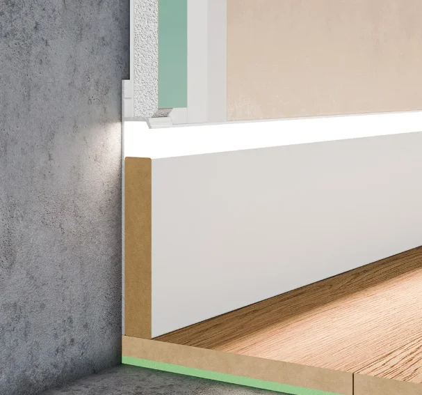 Скрытый плинтус алюминиевый Pro Design 323 W белый муар RAL9016 купить