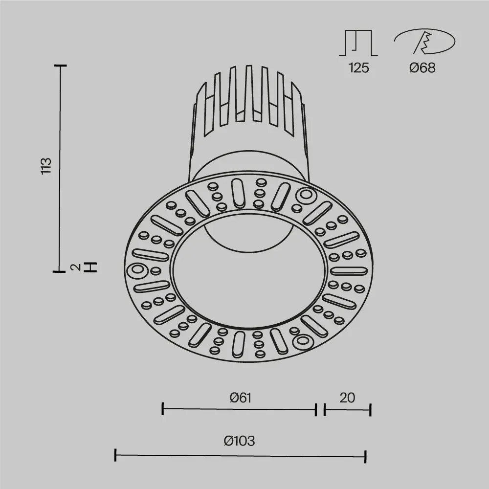 Встраиваемый светильник Technical DL122-15W-4K-TRS-B